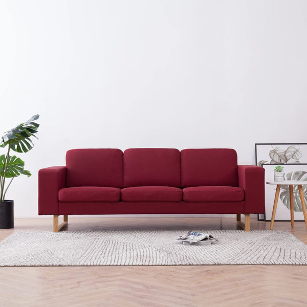 vidaXL 3-Seater Sofa Fabric Wine Red