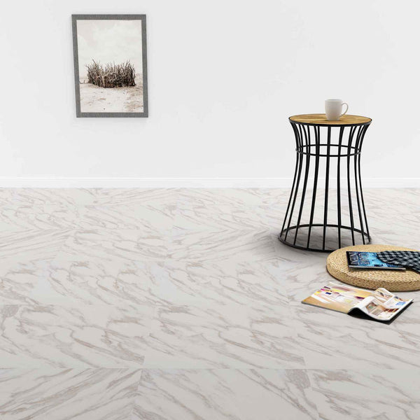 vidaXL Floor Planks 5.11 m² 55 pcs PVC White Marble