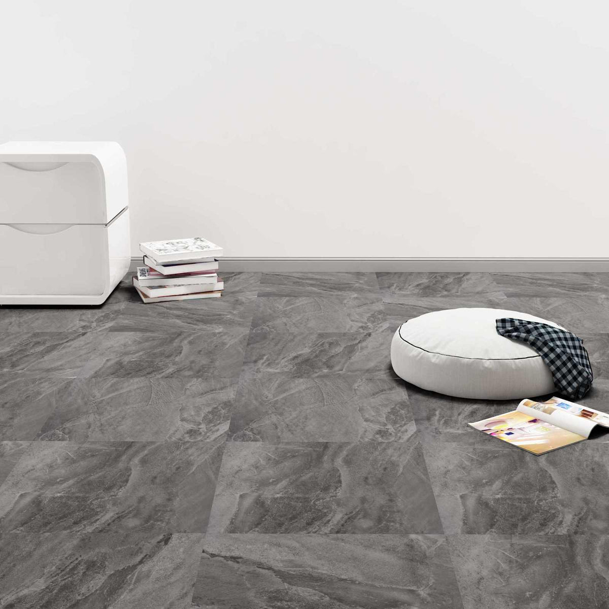 vidaXL Flooring Planks 5.11 m² 55 pcs PVC Black and White