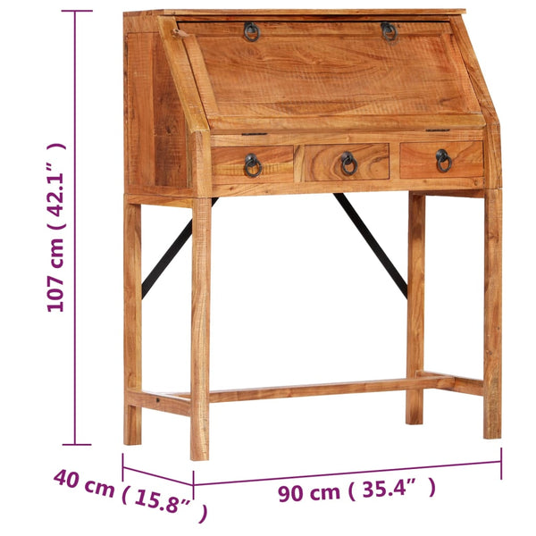 vidaXL Desk 90x40x107 cm Solid Acacia Wood