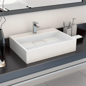 vidaXL Wash Basin 50 x 38 x 13 cm Mineral Cast/Marble Cast White