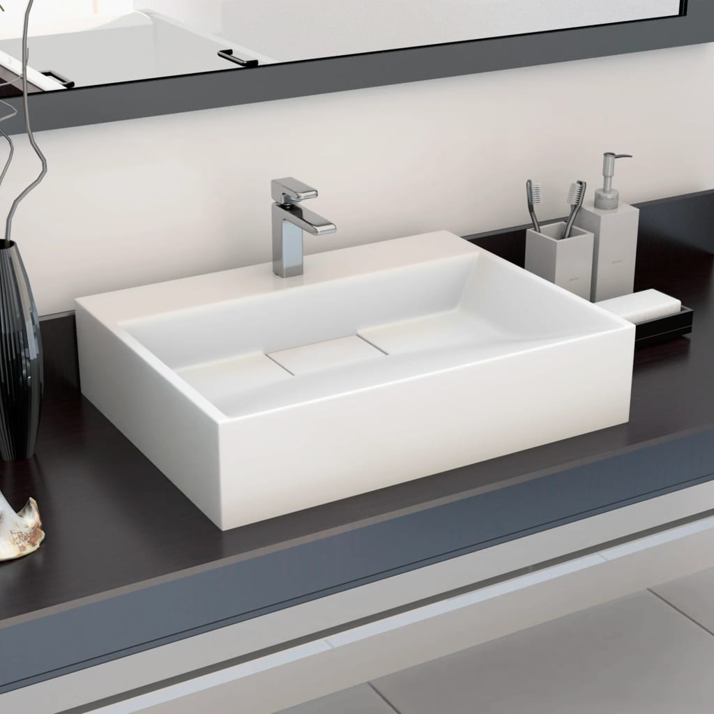 vidaXL Wash Basin 50 x 38 x 13 cm Mineral Cast/Marble Cast White