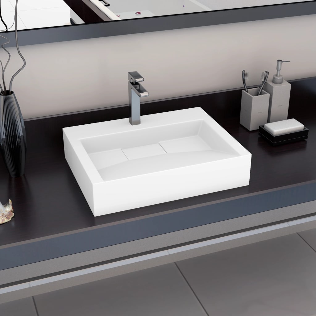 vidaXL Sink 60 x 38 x 11 cm Mineral Cast/Marble Composite White