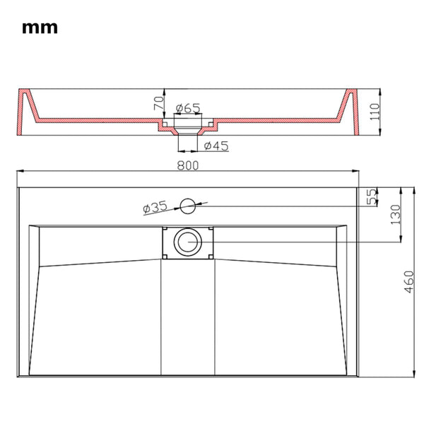 vidaXL Sink 80 x 46 x 11 cm Mineral Cast/Marble Cast White