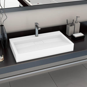 vidaXL Sink 80 x 46 x 11 cm Mineral Cast/Marble Cast White