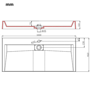 vidaXL Sink 100 x 46 x 11 cm Mineral Cast/Marble Cast White