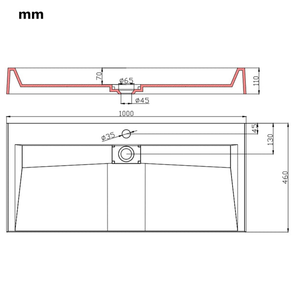 vidaXL Sink 100 x 46 x 11 cm Mineral Cast/Marble Cast White