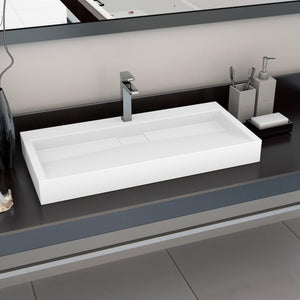 vidaXL Sink 100 x 46 x 11 cm Mineral Cast/Marble Cast White