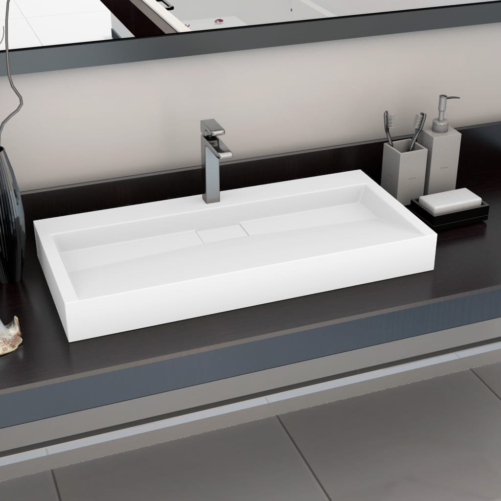 vidaXL Sink 100 x 46 x 11 cm Mineral Cast/Marble Cast White