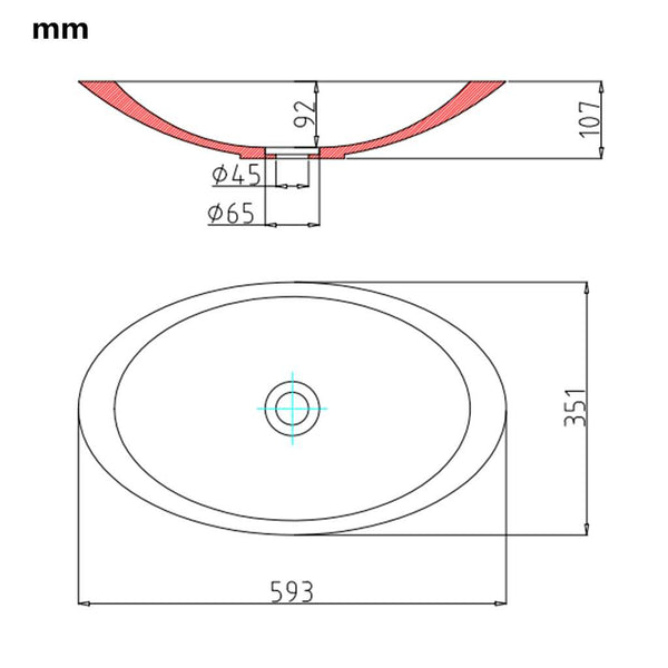 vidaXL Wash Basin 59.3 x 35.1 x 10.7 cm Mineral Cast/Marble Cast White