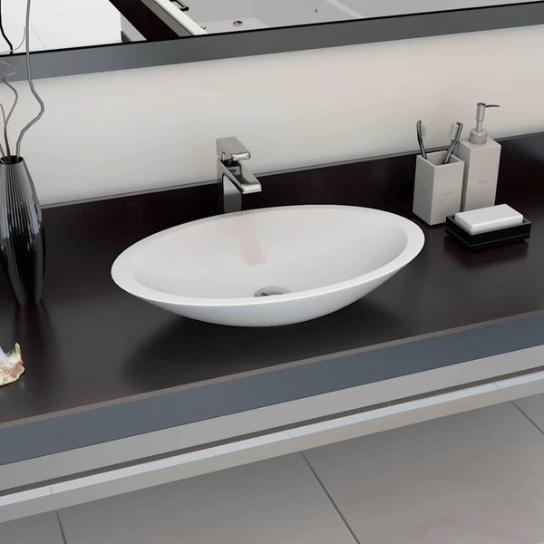 vidaXL Wash Basin 59.3 x 35.1 x 10.7 cm Mineral Cast/Marble Cast White