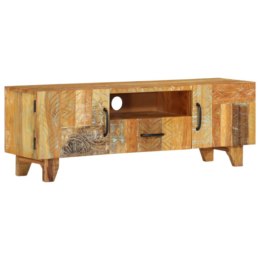 vidaXL Hand-Carved TV Cabinet 120x30x40 cm Solid Reclaimed Wood