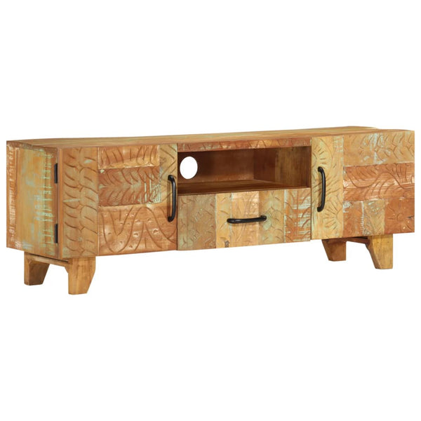 vidaXL Hand-Carved TV Cabinet 120x30x40 cm Solid Reclaimed Wood