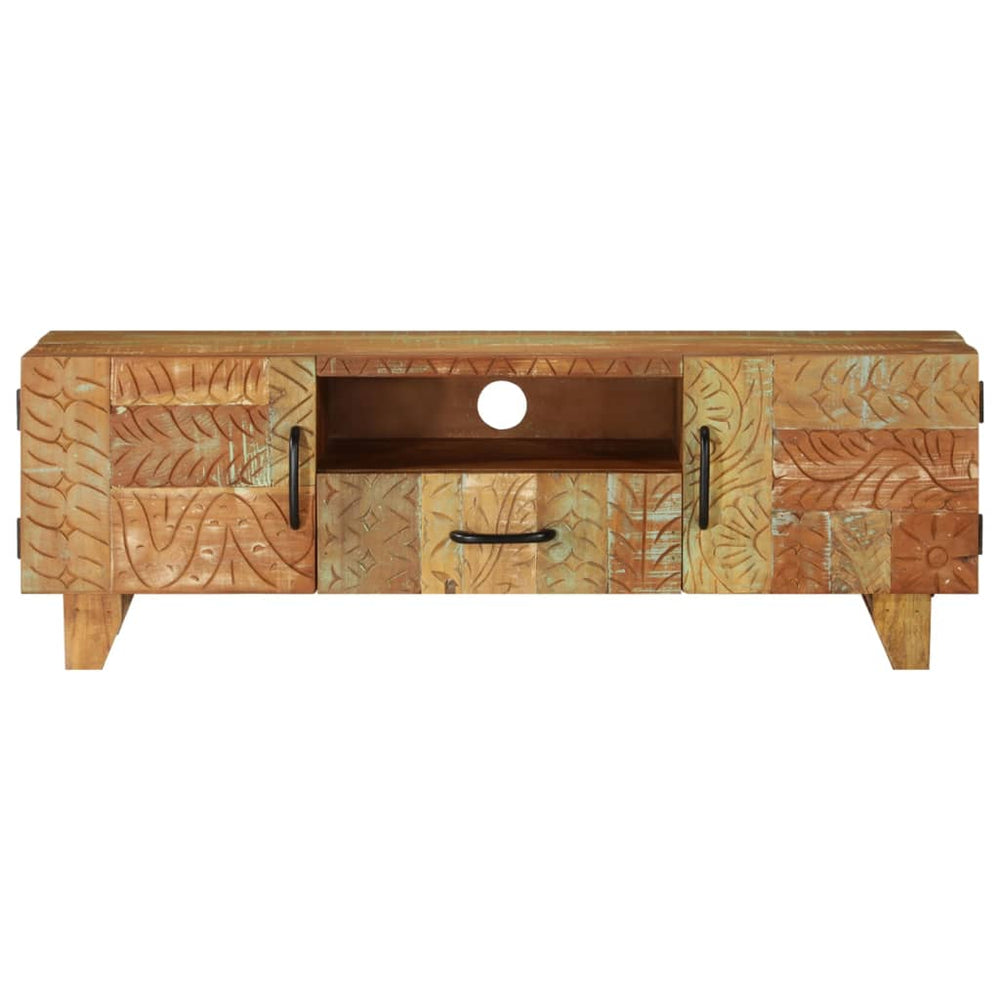 vidaXL Hand-Carved TV Cabinet 120x30x40 cm Solid Reclaimed Wood