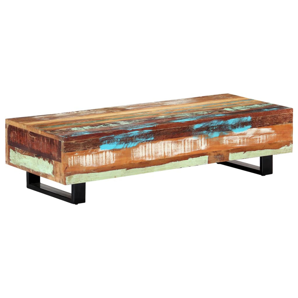 vidaXL Coffee Table 120x50x30 cm Solid Reclaimed Wood and Steel