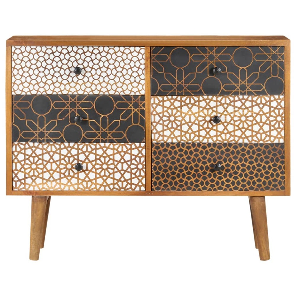 vidaXL Sideboard with Printed Patterns 90x30x70 cm Solid Mango Wood