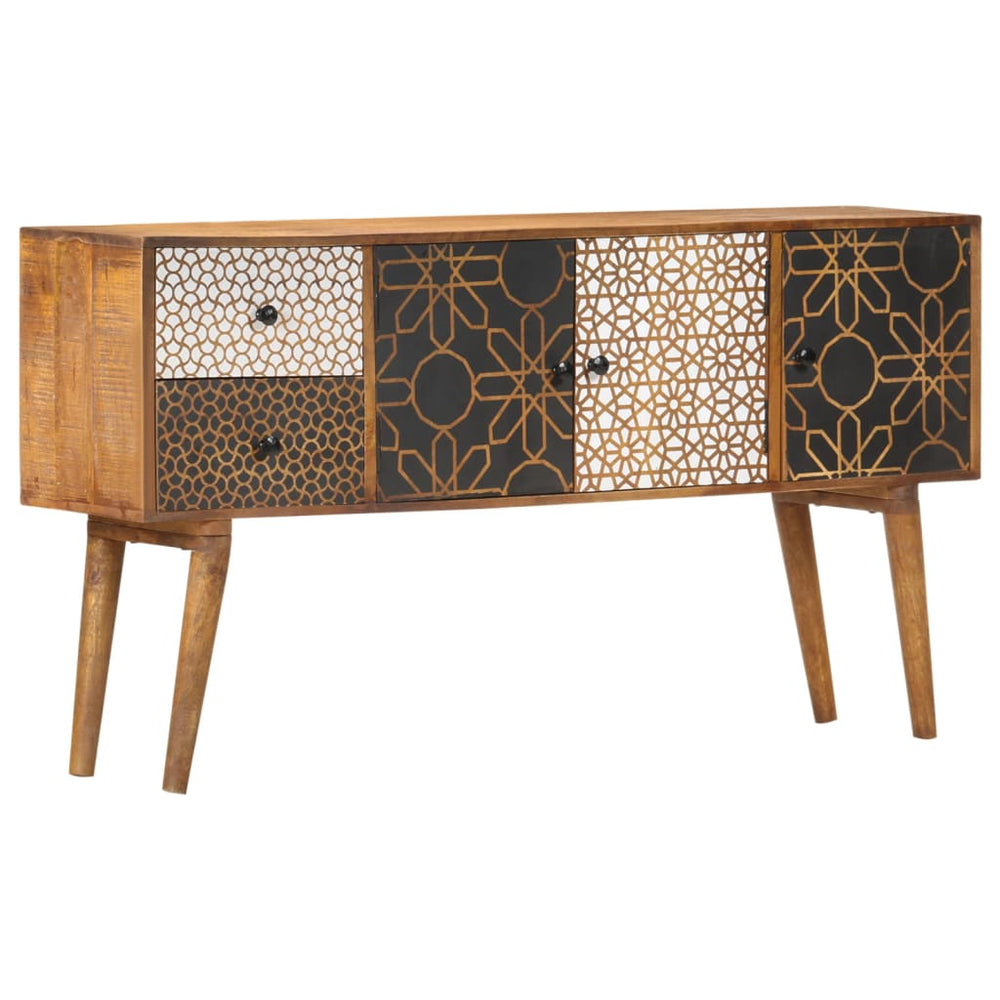 vidaXL Sideboard with Printed Patterns 130x30x70 cm Solid Mango Wood