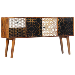 vidaXL Sideboard with Printed Patterns 130x30x70 cm Solid Mango Wood