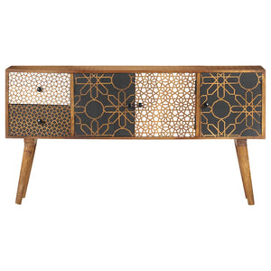 vidaXL Sideboard with Printed Patterns 130x30x70 cm Solid Mango Wood