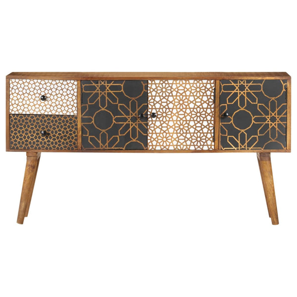 vidaXL Sideboard with Printed Patterns 130x30x70 cm Solid Mango Wood