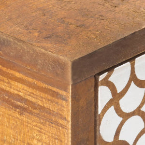 vidaXL Sideboard with Printed Patterns 130x30x70 cm Solid Mango Wood