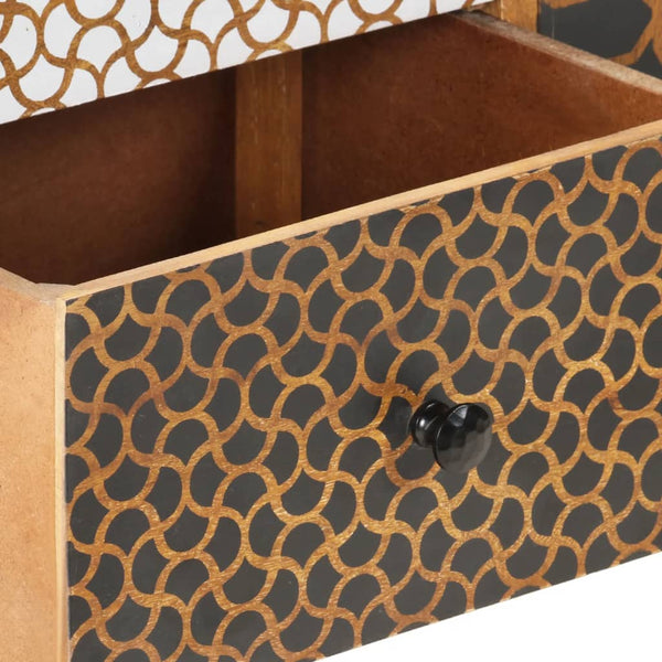 vidaXL Sideboard with Printed Patterns 130x30x70 cm Solid Mango Wood