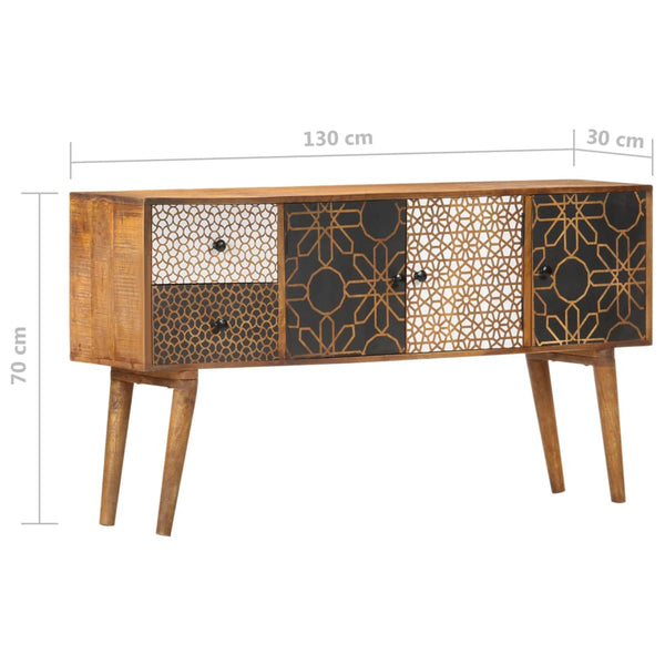 vidaXL Sideboard with Printed Patterns 130x30x70 cm Solid Mango Wood