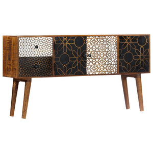 vidaXL Sideboard with Printed Patterns 130x30x70 cm Solid Mango Wood