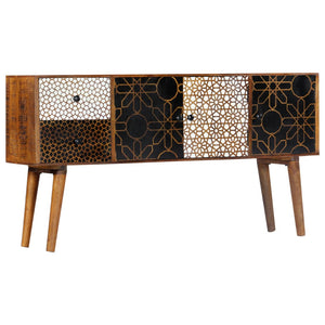 vidaXL Sideboard with Printed Patterns 130x30x70 cm Solid Mango Wood