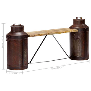 vidaXL Milk Can Bench 150 x 33 x 64 cm Solid Mango Wood
