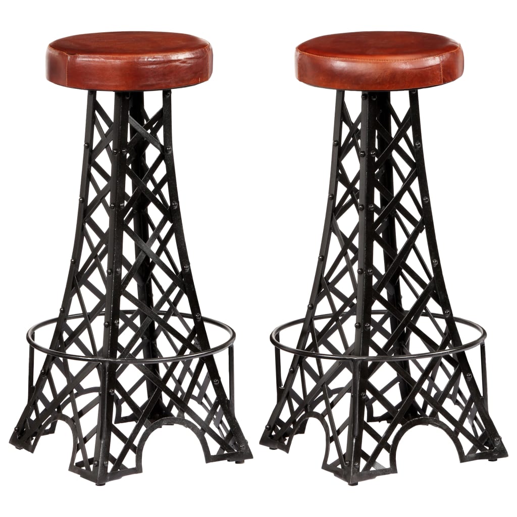 vidaXL Bar Stools 2 pcs. Genuine Leather