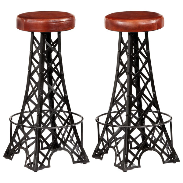 vidaXL Bar Stools 2 pcs. Genuine Leather