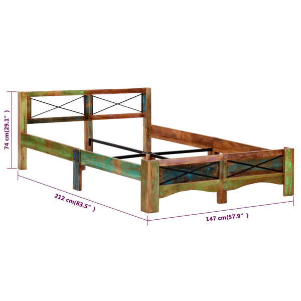 vidaXL Solid Reclaimed Wood Bed Frame without Mattress 140x200 cm