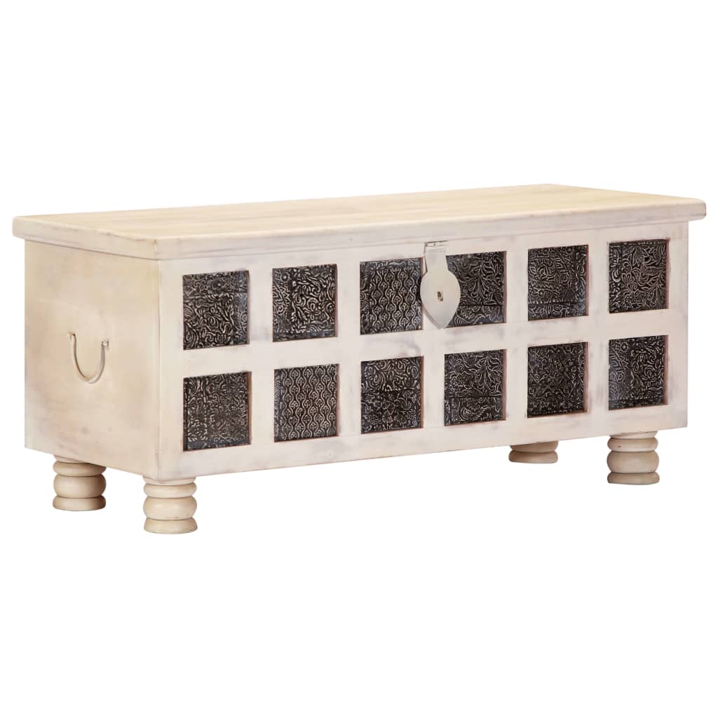 vidaXL Storage Chest White 110 x 40 x 45 cm Solid Acacia Wood