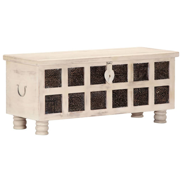 vidaXL Storage Chest White 110 x 40 x 45 cm Solid Acacia Wood