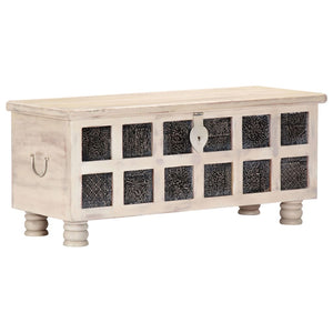 vidaXL Storage Chest White 110 x 40 x 45 cm Solid Acacia Wood