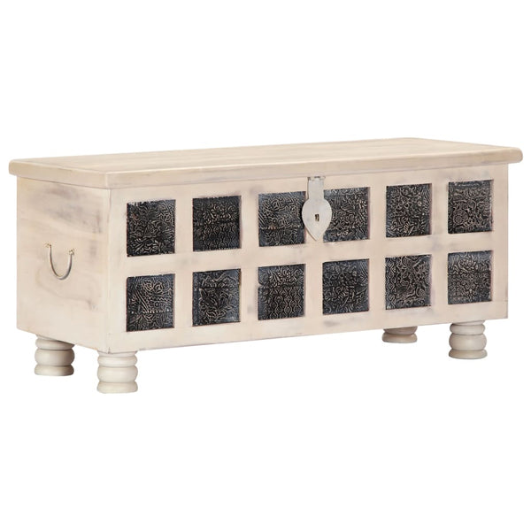 vidaXL Storage Chest White 110 x 40 x 45 cm Solid Acacia Wood