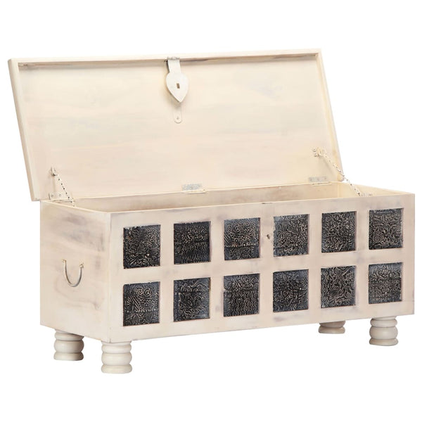 vidaXL Storage Chest White 110 x 40 x 45 cm Solid Acacia Wood