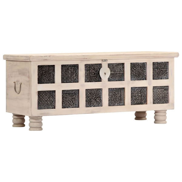 vidaXL Storage Chest White 110 x 40 x 45 cm Solid Acacia Wood