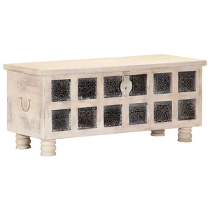 vidaXL Storage Chest White 110 x 40 x 45 cm Solid Acacia Wood