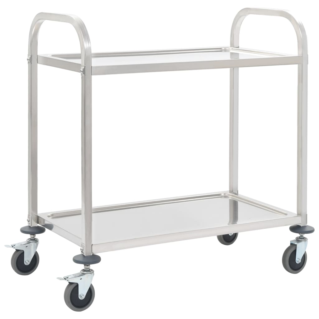 Servierwagen Edelstahl, 2-stufig, 96,5 cm