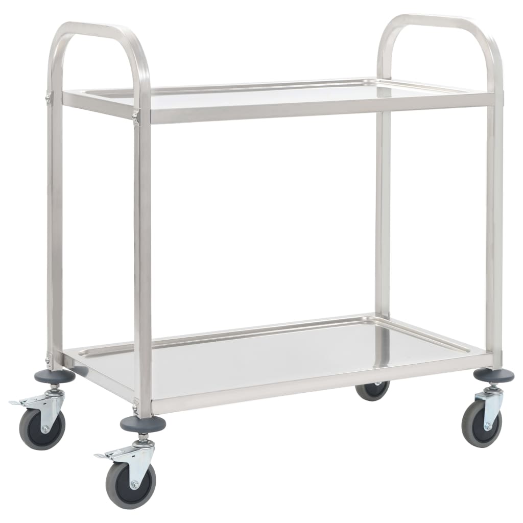 Edelstahl Servierwagen, 2-stufig, 95 cm
