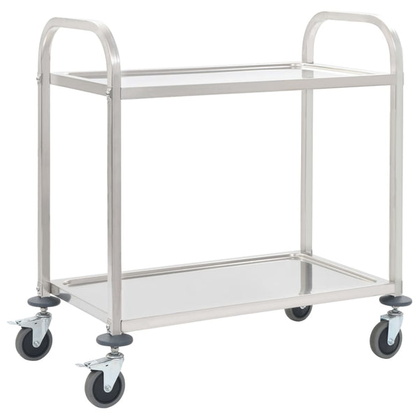 Edelstahl Servierwagen, 2-stufig, 95 cm