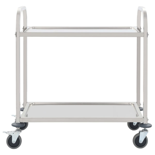 Edelstahl Servierwagen, 2-stufig, 95 cm