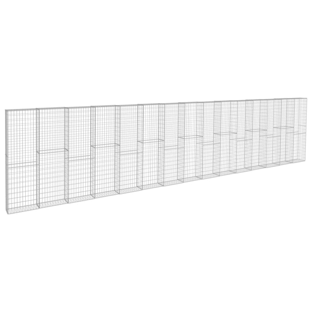 vidaXL Gabion Wall with Cover Galvanised Steel 900x50x200 cm