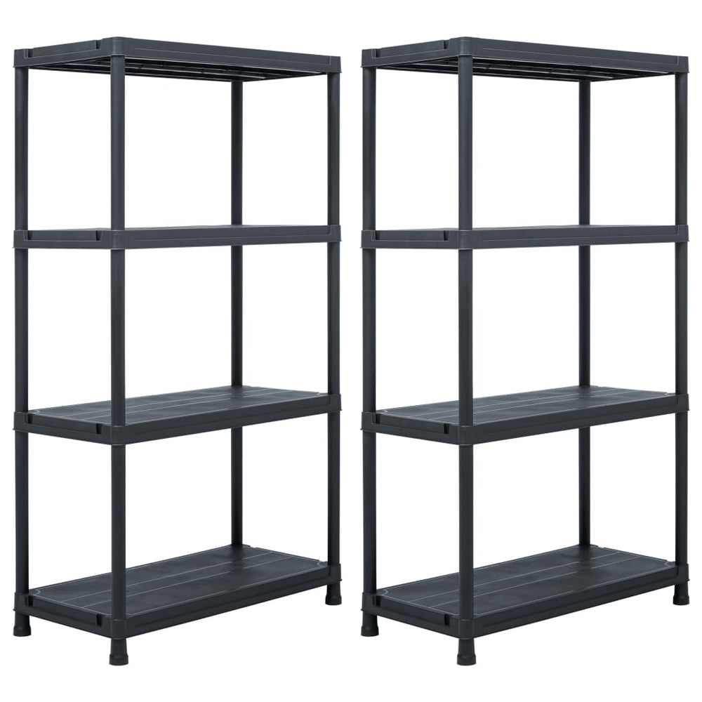 vidaXL Storage Shelves 2 pcs. Black 60 x 30 x 138 cm Plastic