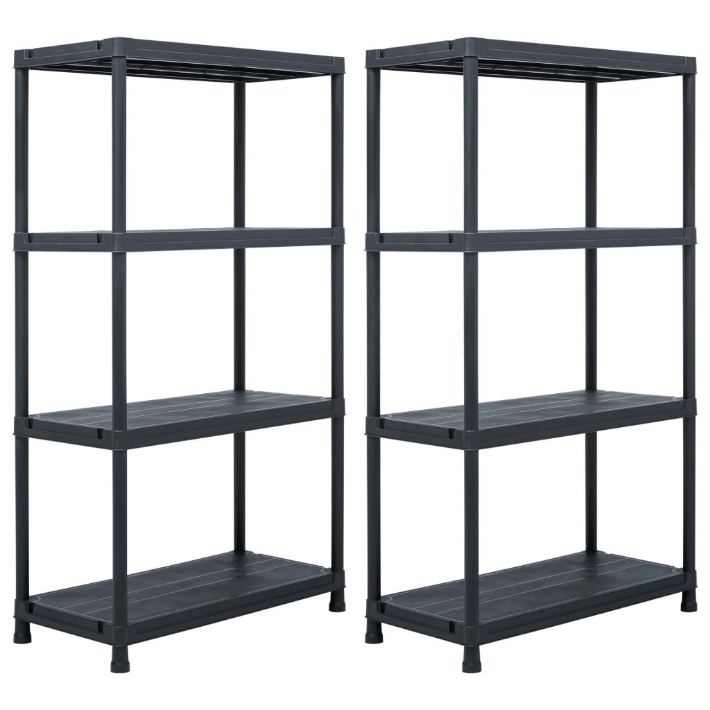 vidaXL Storage Shelves 2 pcs. Black 60 x 30 x 138 cm Plastic