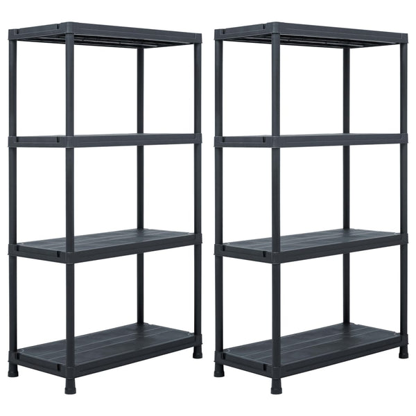 vidaXL Storage Shelves 2 pcs. Black 60 x 30 x 138 cm Plastic