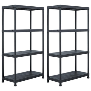vidaXL Storage Shelves 2 pcs. Black 60 x 30 x 138 cm Plastic