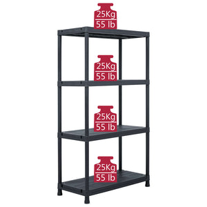 vidaXL Storage Shelves 2 pcs. Black 60 x 30 x 138 cm Plastic